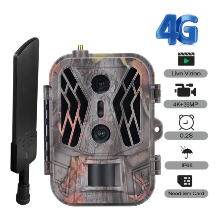 Trail Caméra - 4G 4K 36MP trail camera with APP control - 120° night vision IP66