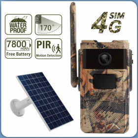 Trail Caméra - 4G 4MP Solar Camera - 30M Night Vision 12 Month Battery Life