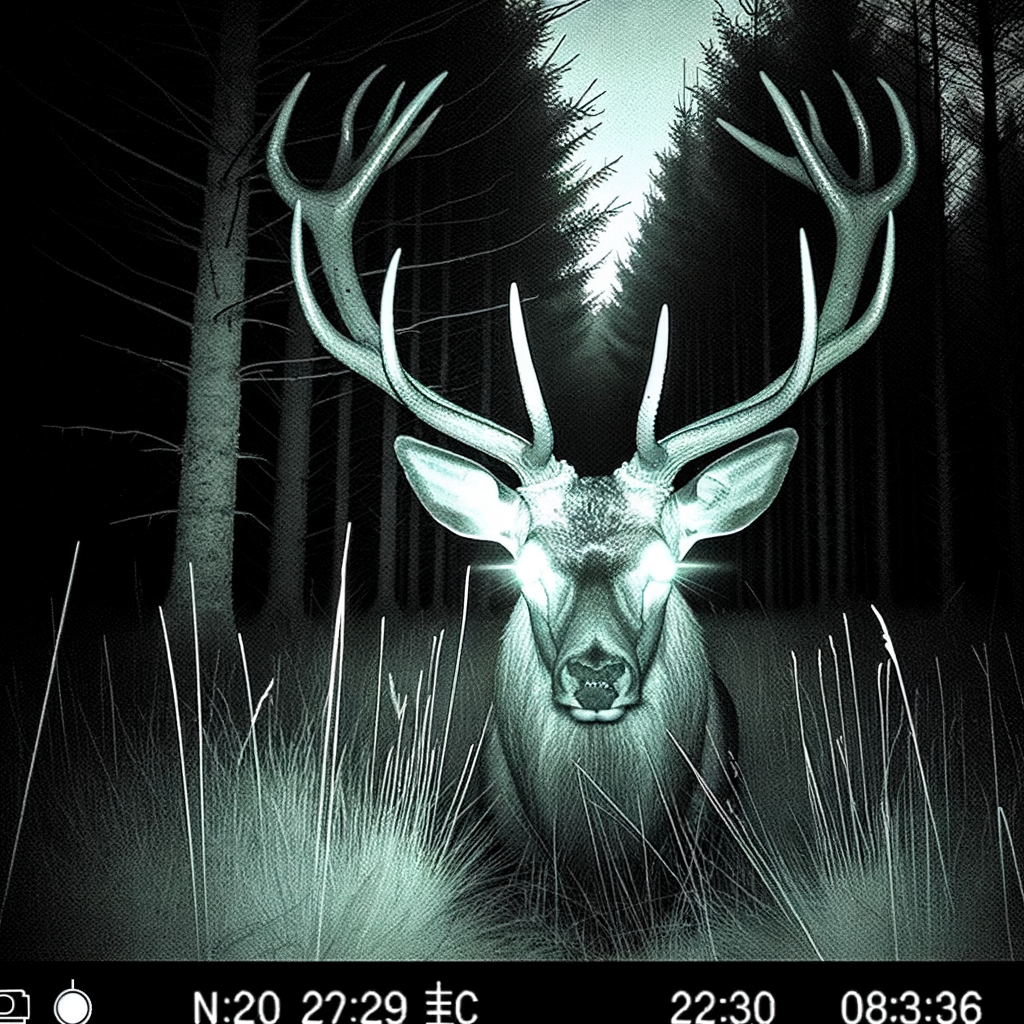 photo taken by a hunting camera at night